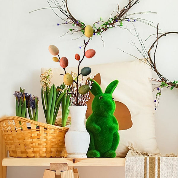 Påskäggsträd Dekorationer Färgglada Påskägg Ornament Påskägg Gren Blomsterplock för Vas Gräsmatta Blomkruka Dekoration
