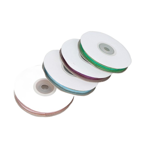 4 stk. 9 mm bredt transparent satinbånd i farverigt polyester chiffon til gaveindpakning