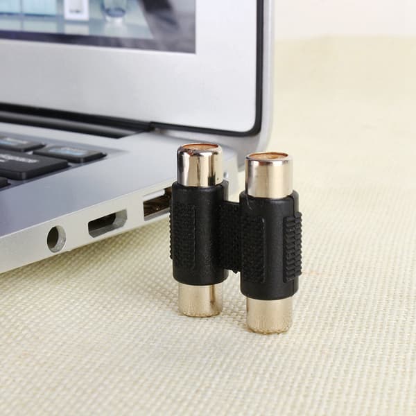 Twin Dobbelt RCA Hun til Hun Stødforbindelse Kobling Adapter Forlænger Stik