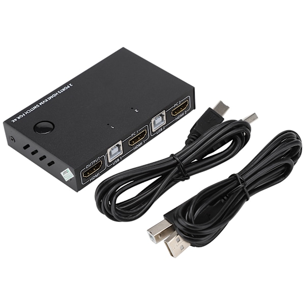 AM-KM201 KVM-switch 2-port HDMI-fördelare 1080P 4K för 2 datorer som delar en skärm