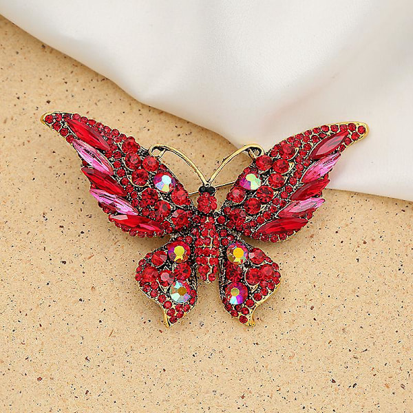 Blå Krystal Rhinestone Butterfly Brosche Nål - Sæt af 5 til Kvinder, Piger, Bryllup, Banket, Fødselsdagsfest
