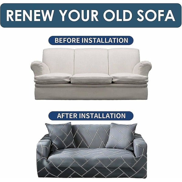 Magic Stretch Sofa Slipcover med armstöd - Universal halkfri soffskydd - Ljusgrå (2-sits)