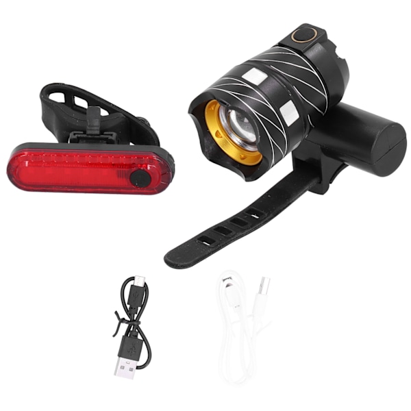 Bicycle Front and Rear Light Set Bike USB Rechargeable Headlight Taillight for Riding