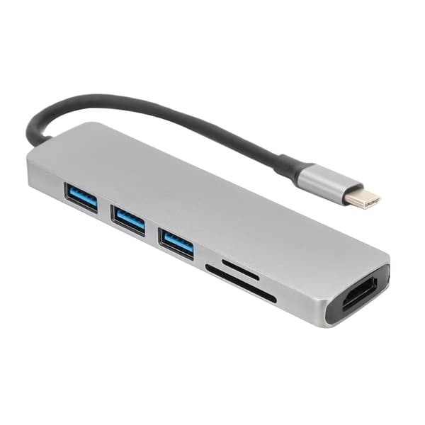 6 i 1 Type-C til HD Multimedia Interface Hub Adapter Konverter USB3.0 Video Audio Interface