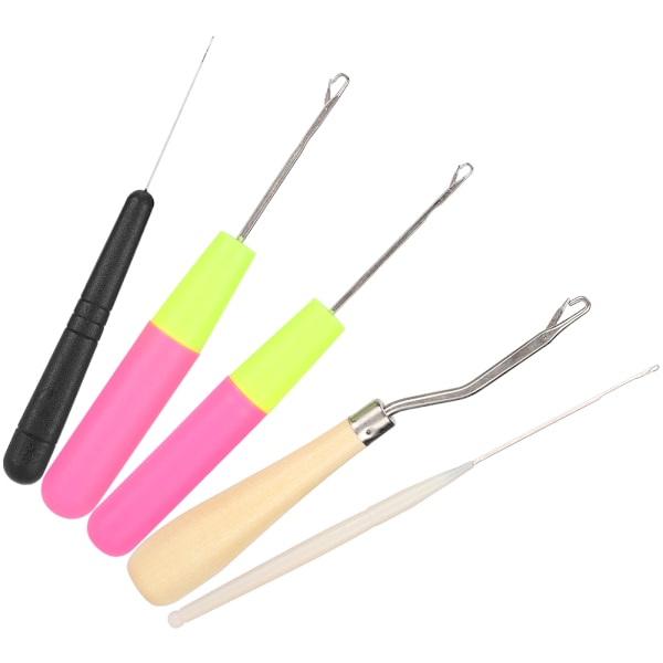 5 st/set spärrhake verktyg böjd tunga virknål kit DIY tillbehör för stickning