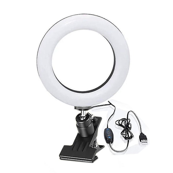 Ring Light Profesjonell Selfie LED Ring Light for Datamaskin, Dimbar Clip-on LED Videolys med 3 Moduser og 10 Lysstyrker for Fjernarbeid, Live Stre