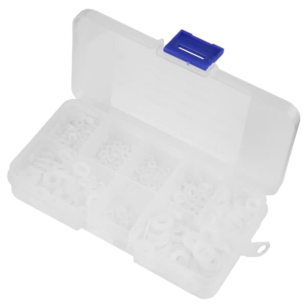 500 stk. M2-M6 Nylon Flat Skive Pakning Vanlige Skiver Sortimentssett med Boks (Hvit)