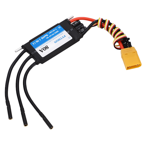 80A RC Båd ESC Vandtæt Sort Multi Beskyttelse RC Elektrisk Hastighedsregulator til Udskiftning