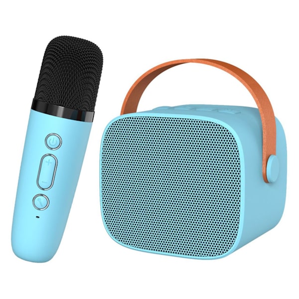 Mini Karaoke-maskin HiFi Surround Sound Bärbar Bluetooth-högtalare med mikrofon för hem utomhus himmelsblå
