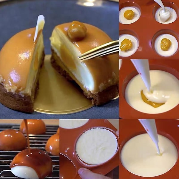 6 Hulede Mini Halvkugle Silikonform til Gele Chokolade Kagebagning