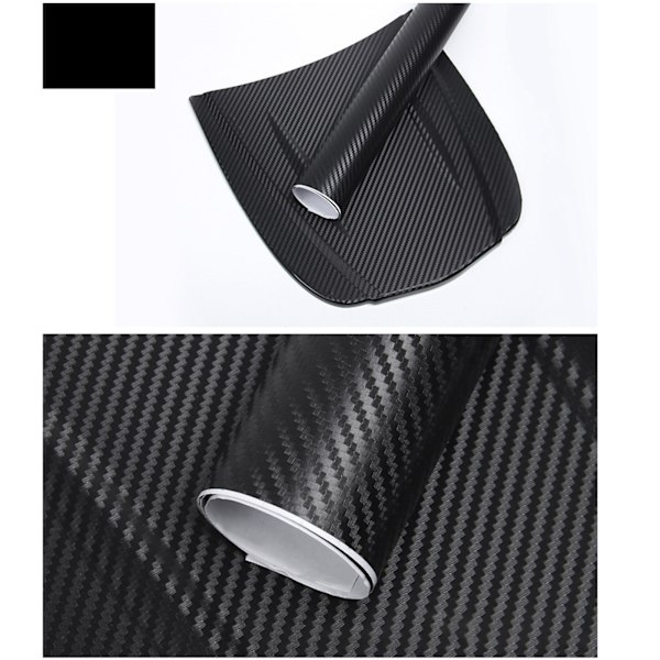 Kolfiber stil inpackningsfilm 3D förtjockad bil exteriör dekorativt skyddsinpackningsrulle klistermärken dekal svart 1,52mx30cm