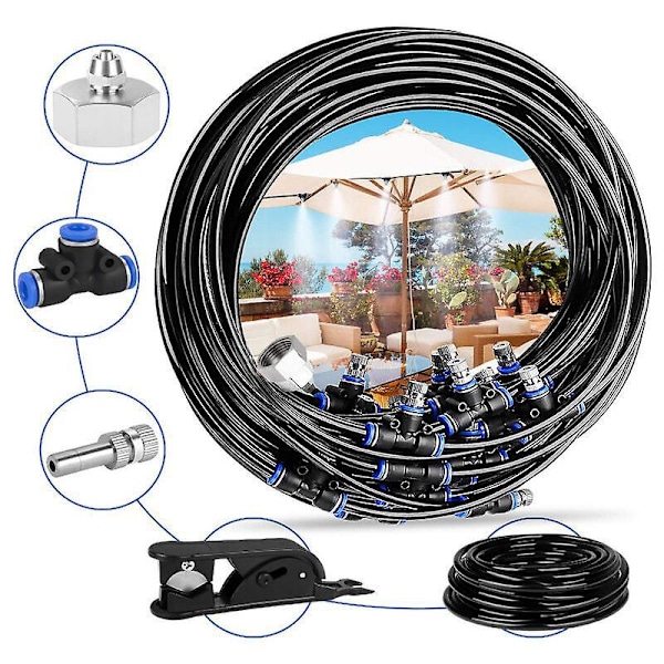 Udendørs Fogger, 20M Patio Fogger med 20 Fogger Dyser (Messing, 3/4\") Fogger til Patio Have Drivhus Vandpark Trampolin