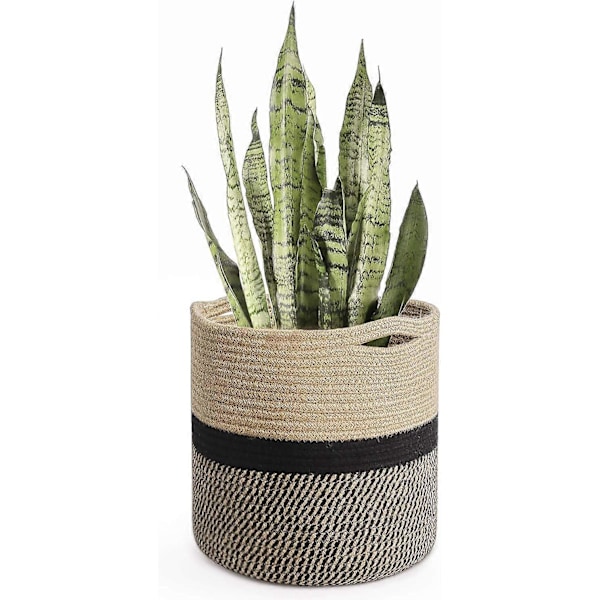 Robust Jute Rep Växtkorg Modern Vävd Korg för 10\" Blomkruka Golv Inomhus Planteringskärl, 11