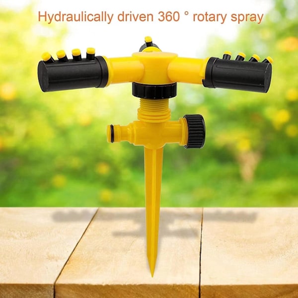 Havesprinkler, 360° automatisk roterende justerbar plænesprinkler, nem slangeforbindelse med spydbase, havevandingssystem