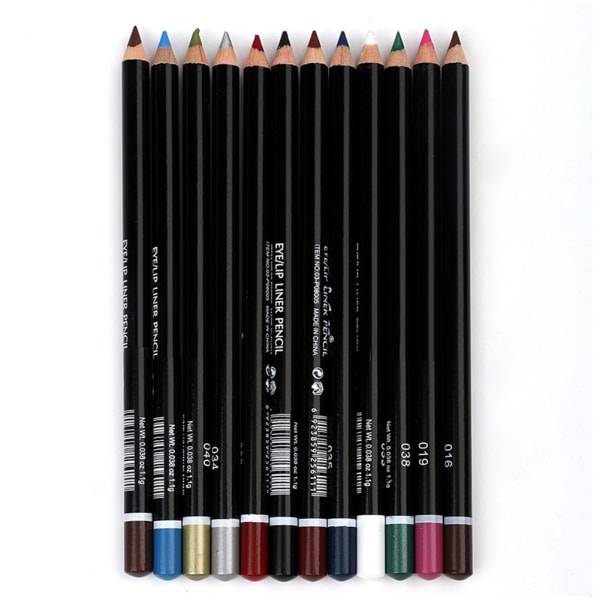 12 stk Eyeliner Blyant Vanntett Eye Liner Pen Makeup Beauty Cosmetics Tool (Flerfarge)