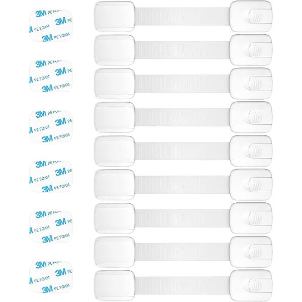 9-paknings justerbare barnesikringslåser med 3M-lim – baby-, skap- og skaplåser