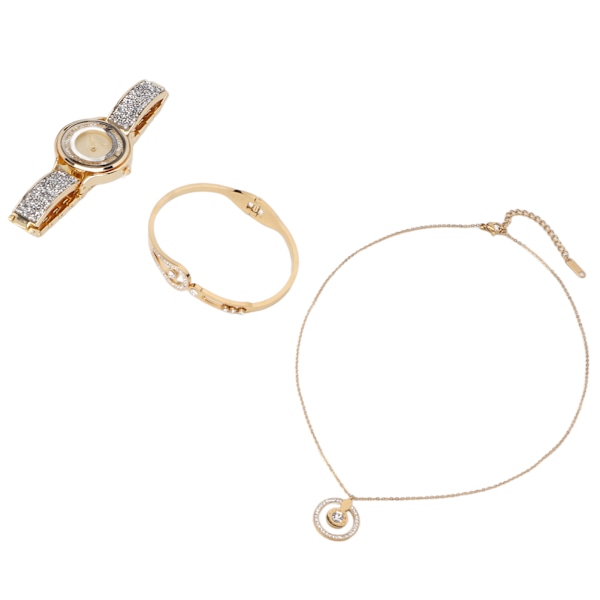 Watch för kvinnor Set vattentät gyllene watch Armband och halsband Set för bröllop Högtider Födelsedagar