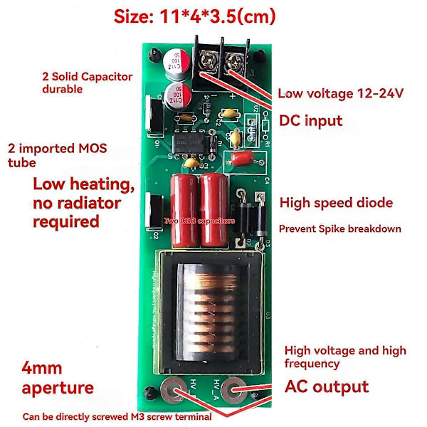 12V/24V - 1KV/2KV Korkeataajuuksinen AC-lähtötehonkorotin Invertteri Vihreä