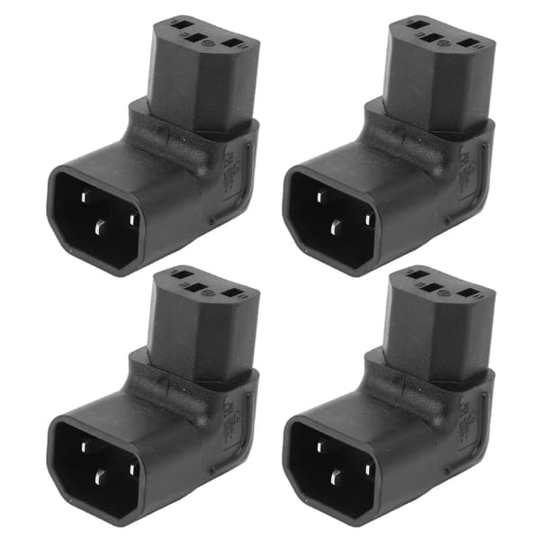 4 stk. C14 til C13 Adapter 90 Grader 2500W 2.5A til 10A 250V PVC Kobber IEC Strømadapter til UPS PDU UPS Computer