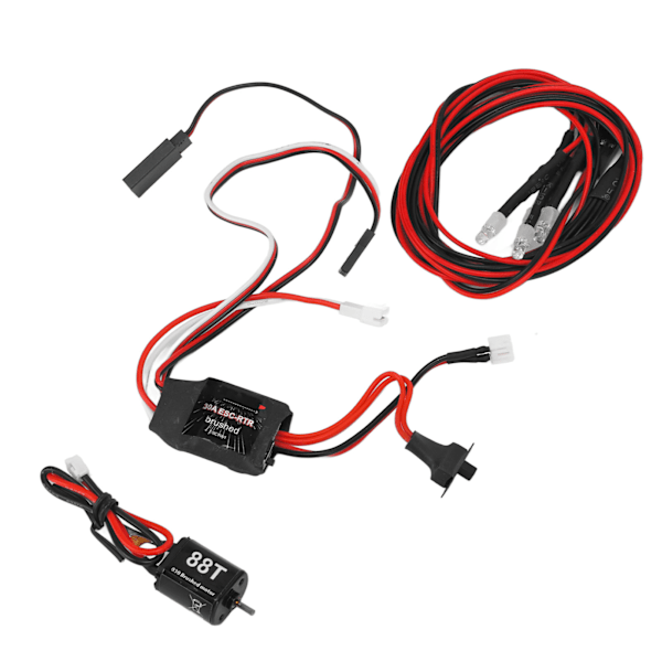 30A ESC Børsteløs Elektrisk Hastighedskontrol 030 88T Børsteløs Elektrisk Motorkit med 2 Hvide 2 Røde LED-lys til RC Bilbåd