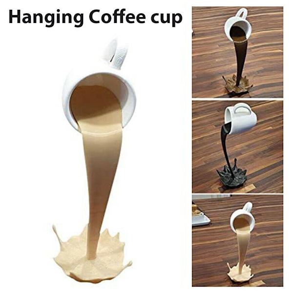 Nyhet Flytende Kaffe Kopp Skulptur Resing Kaffe Kopp Flytende Søl Kaffe Kopp Skulptur for Hjemme Skrivebord Ornamenter Dekor