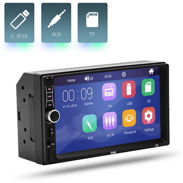 7 tuuman auton multimediasoitin MP5-soitin Audio Stereo Radio -näyttö Digitaalinen näyttö A7 Bluetooth 12V