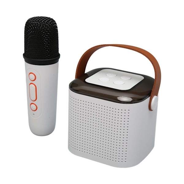 Karaoke-maskin Stereo RGB-lys Bærbar Bluetooth-høyttaler med 1 mikrofon for hjemmefest Hvit