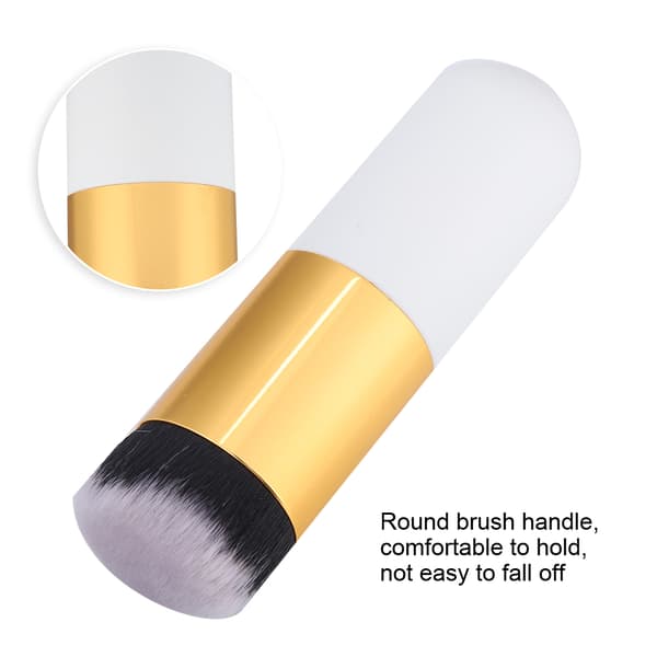 Rundhovedet Foundation Pudderbørste BB Cream Kosmetikbørste Makeuptool (Hvid Guld)