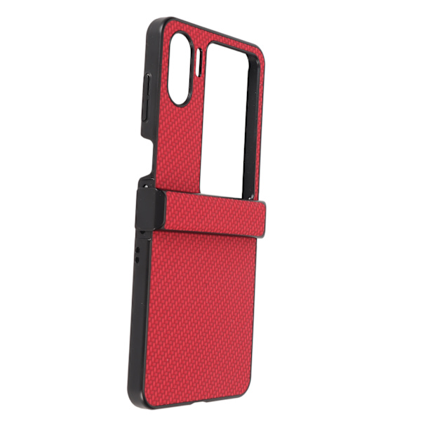 Phone case för OPPO Find N2 Flip Carbon Fiber Texture Fold Mobiltelefon Case Röd