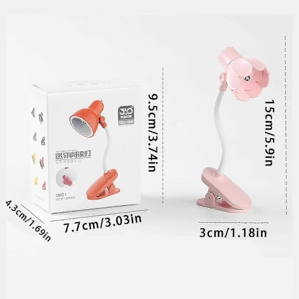 Skrivebordslampe, 360 graders rotasjon, klips på lampe, bærbar leselampe, klemme på skrivebord/bord/køyeseng/skap, hjemmebelysning, gul A