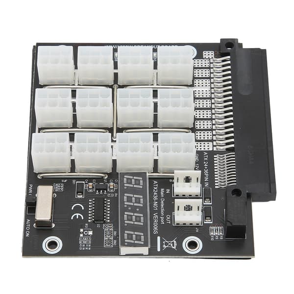 Mining PSU strømforsyningskort 12 PCIe-porte 6Pin 12 Amp/2400 Watt LED voltmeter display GPU Mining Board til Dell