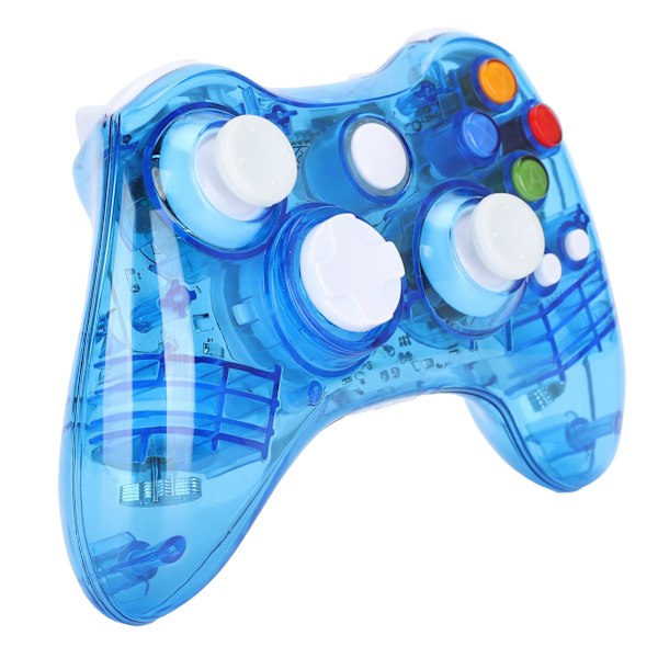 Trådlös spelkontroll Transparent datorspelkontroll med ljus för X360/WindowsBlue