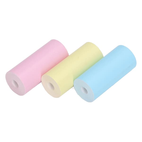 3 rullar termopapper minitermopapper gul blå rosa för etikettfoto 57x25mm