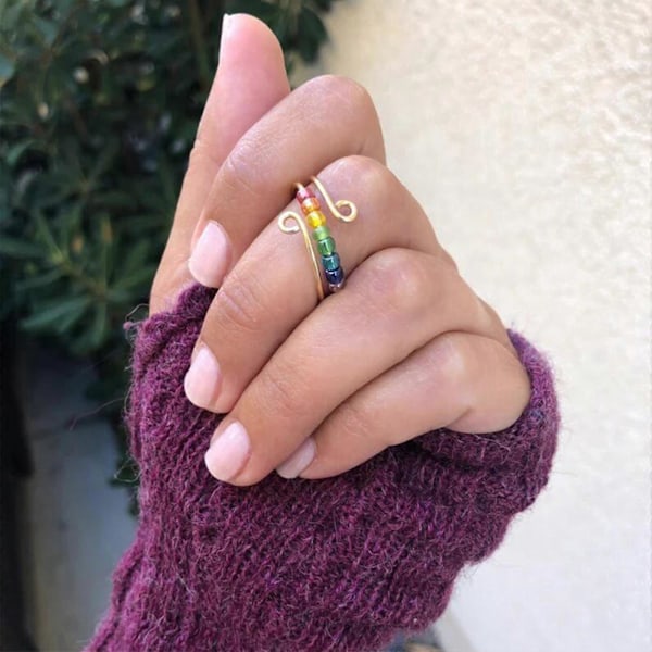 Till Min Dotter - Driv Bort Din Ångest Regnbågsfärgade Pärlor Fidget Ring 2022 Het Zekai Guld