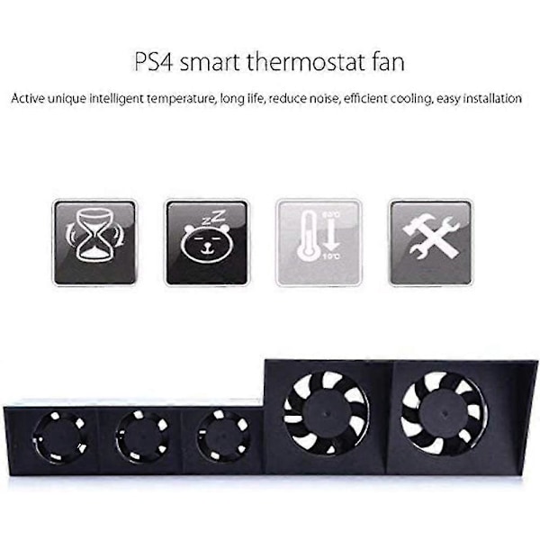 PS4 Køleblæser, USB Ekstern Køler 5 Blæser Turbo Temperaturkontrol Køleblæsere Til PS4 Spillekonsol