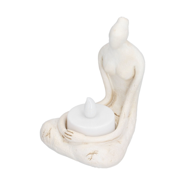 Ljusstake Yoga Resin Meditationsskulptur med elektroniskt ljus för hemmakontorsdekoration PrydnadSCS‑ RC007‑B2