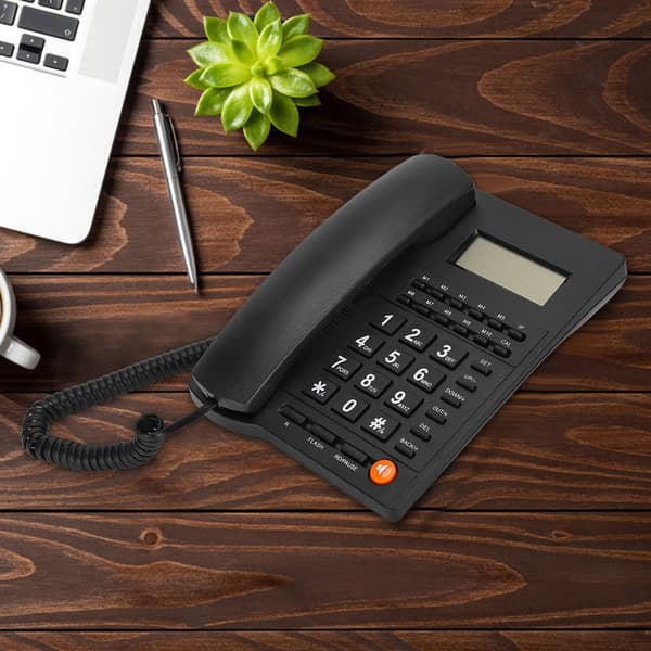 Fasttelefon for kontor og hjemmebruk med nummerpresentasjon
