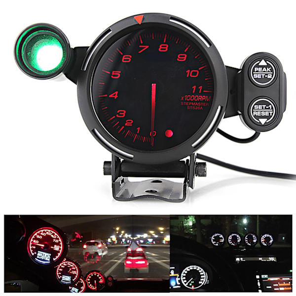 12 V 80mm 3,75 tum varvräknare modifierad LED 11000 RPM hastighetsmätare kit rött ljus