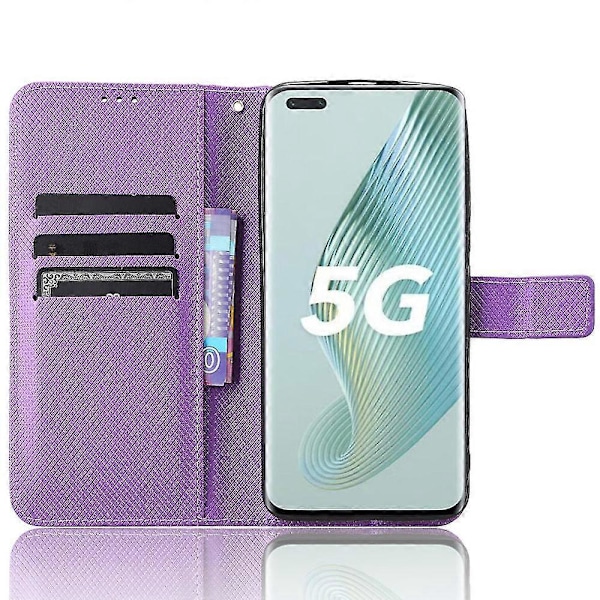 Honor Magic5 Pro 5G Plånboksfodral - Diamanttexturerat PU-läder Skydd Blå