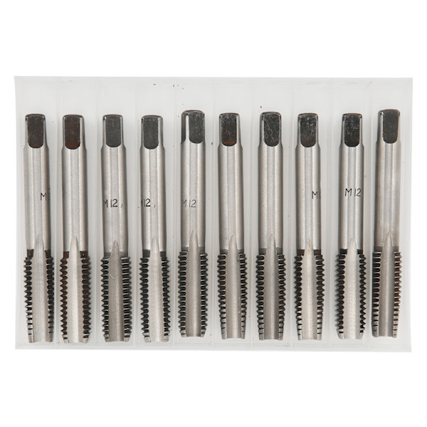 M12 metrisk taper og plug Tap Set Carbon Steel Straight Flutes Håndgevind Tap Tool