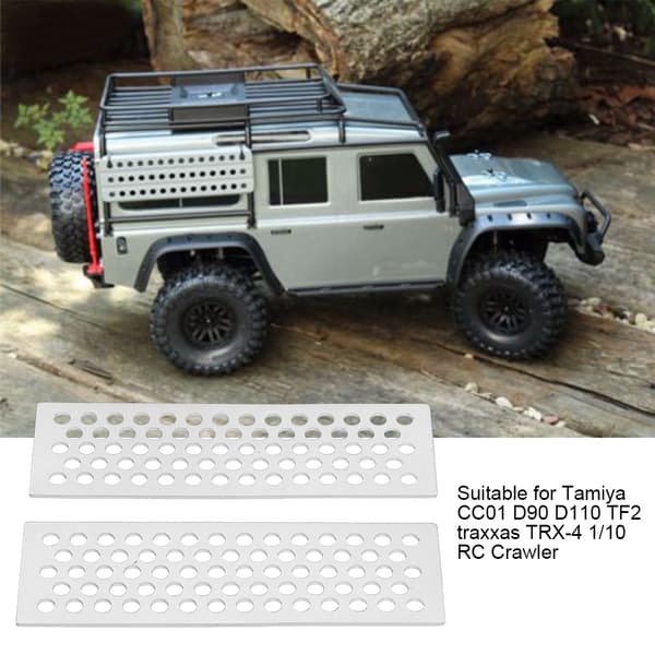 2st/set Aluminium Sandstegar Återvinningsbräda Rampverktyg för 1/10 RC Crawler (Silver)
