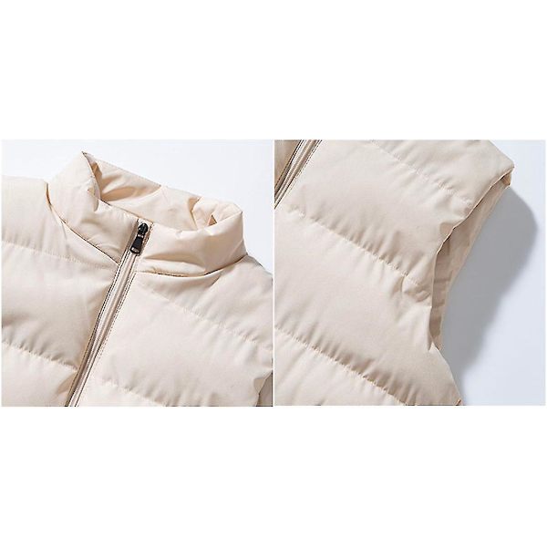 Lättviktsväst i dun för män, hopfällbar, utan ärmar, quiltad jacka, XL beige