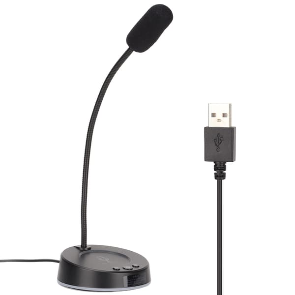 Bordmikrofon Støjreduktion 360 Graders Metalslange Anti-interferens RGB USB Computermikrofon til Kontormøder