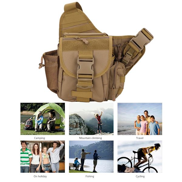Utomhus vattentät sport Fanny Pack midjeväska påse för resecamping fiske (brun)