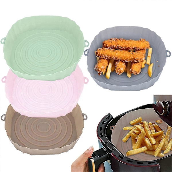 Silikoniset Air Fryer -vuorat - 4 kpl Uudelleenkäytettävä Konepesun Kestävä Kulho Sivukahvoilla