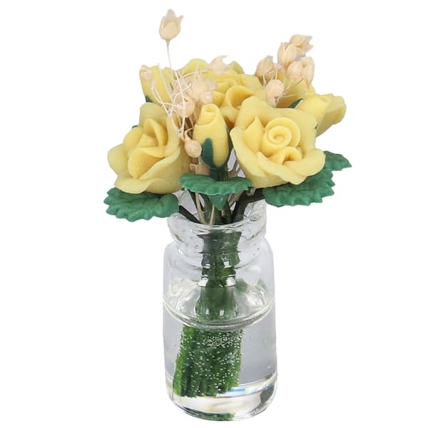 1:12 Dukkehus Gul Rose Model Sød Simuleret Miniature Ler Blomster Dekoration Tilbehør Gave
