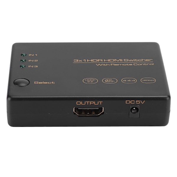 3-port HDR HDMI-switcher 3X1 4K 60HZ fjernbetjening Tre ind og en ud 24M1