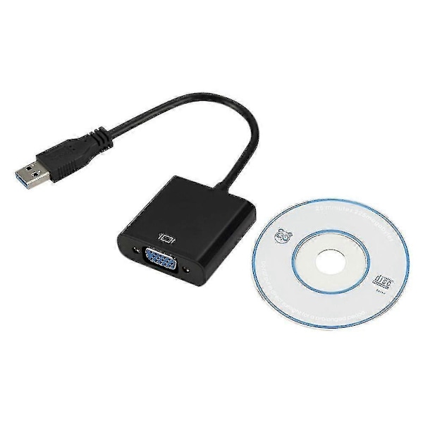 USB 3.0 till VGA-omvandlare HD-videoadapter Extern video Svart