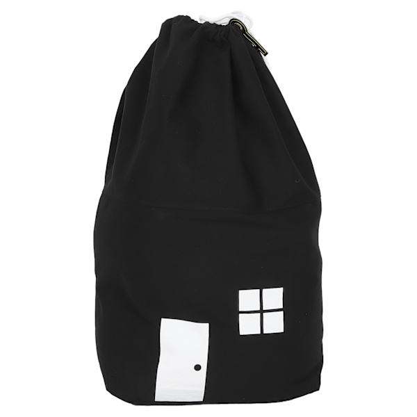 Mini husformet lærredsopbevaringspose Snørebåndsposer Organizer til legetøj Tøj Sko Diverse (Sort )