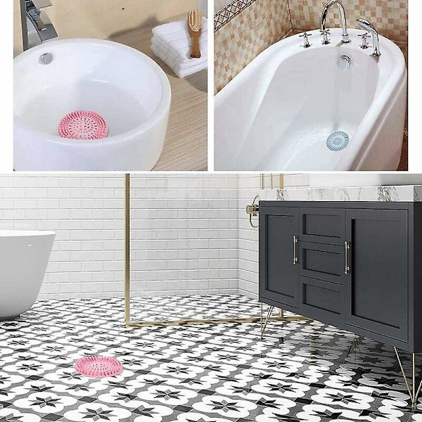 4 pakke med 13,3 x 13,3 cm silikone køkkenvaske i pink, grøn, grå og blå, holdbare og nemme at rengøre